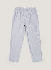 Men's Cotton Poplin Pyjama Trouser in White/Navy/Light Blue