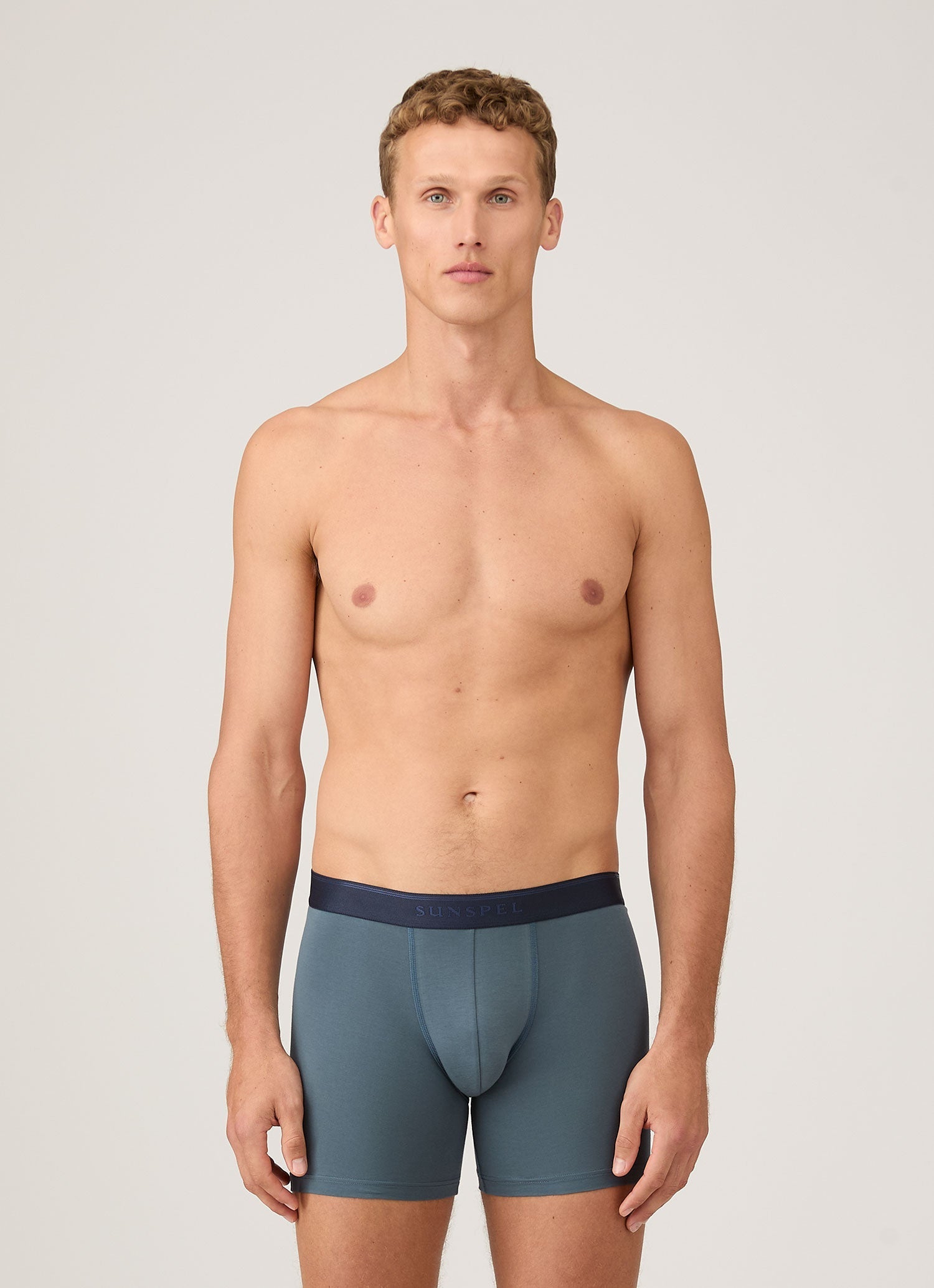 Men's Stretch Cotton Boxer Briefs in Dark Petrol