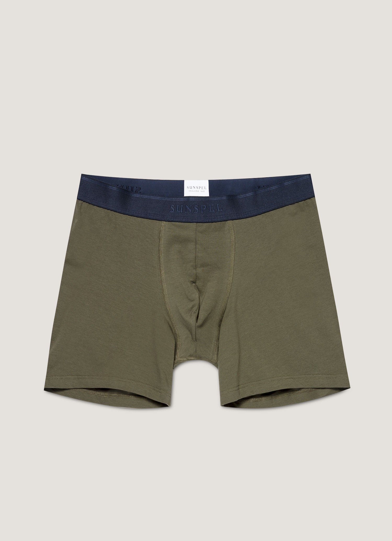 Men's Stretch Cotton Boxer Briefs in Khaki | Sunspel