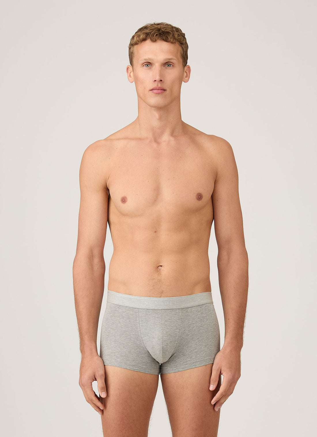 Men's Stretch Cotton Trunks in Grey Melange