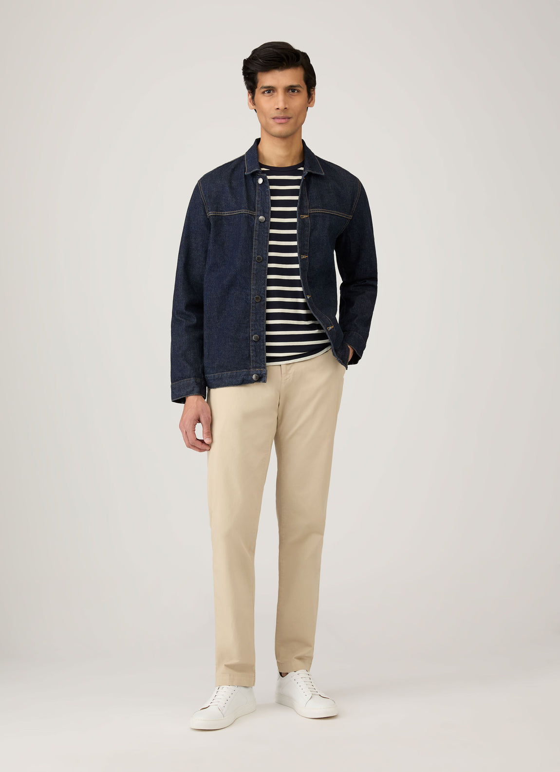 Men's Classic T-shirt in Navy/Ecru Breton Stripe