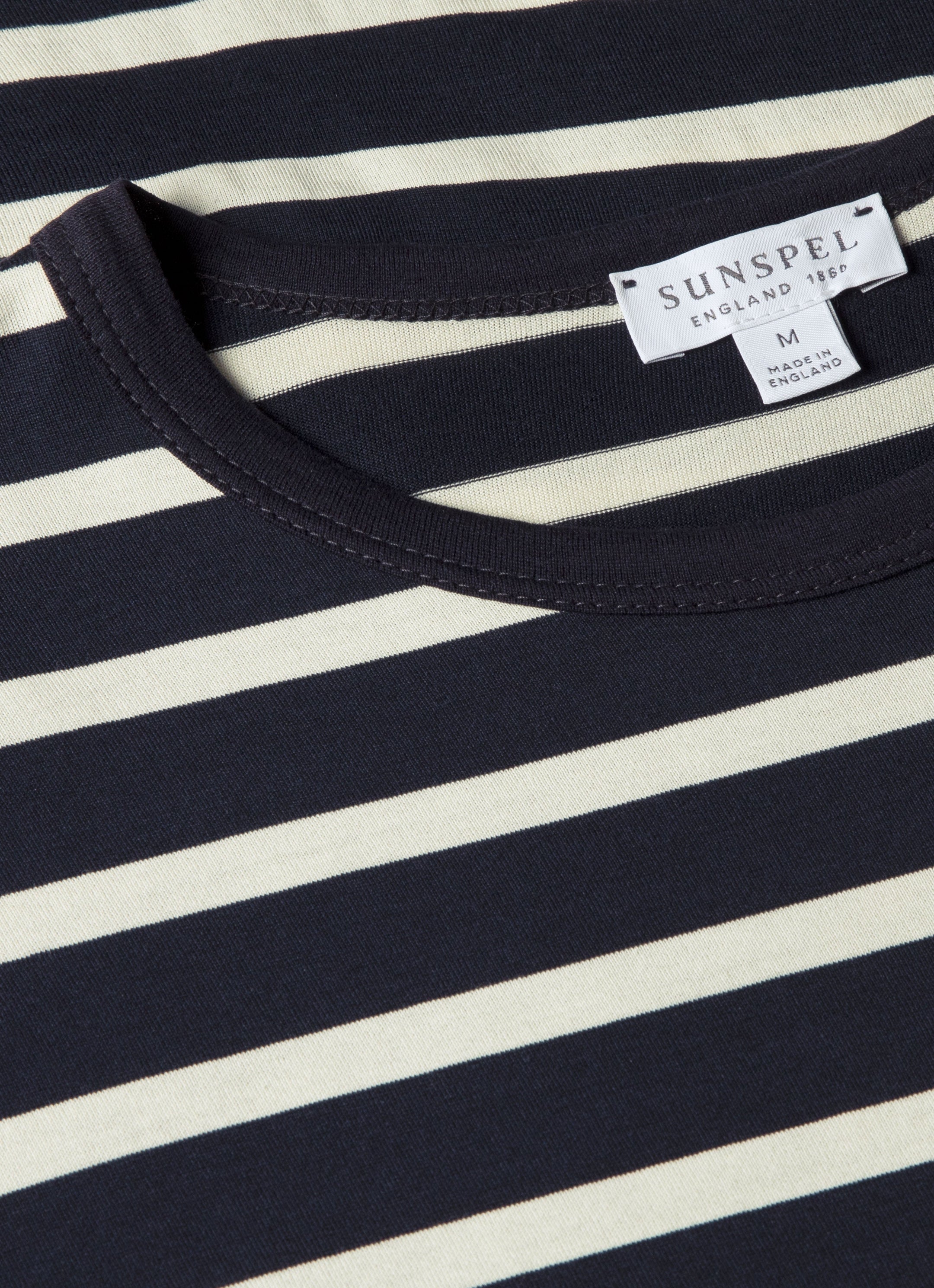 Men's Classic T-shirt in Navy/Ecru Breton Stripe
