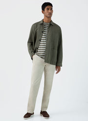 Men's Classic T-shirt in Khaki/Ecru Breton Stripe