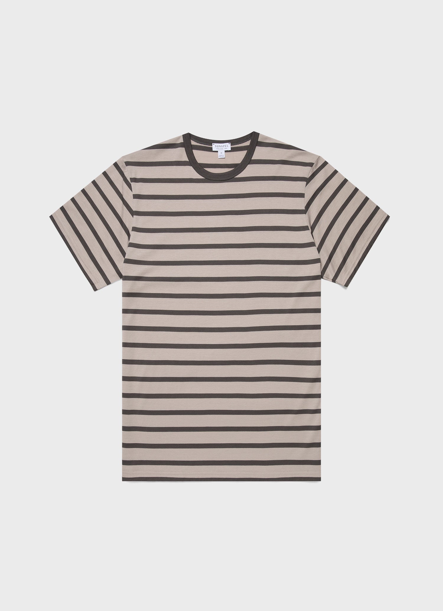 Men's Classic T-shirt in Ash Grey/Charcoal Breton Stripe