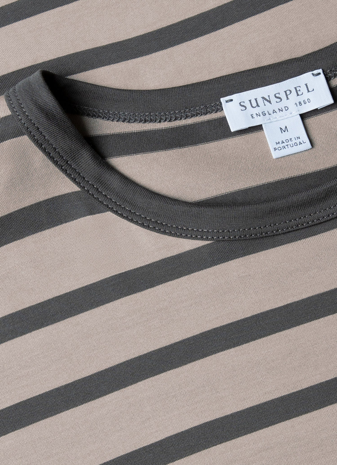 Men's Classic T-shirt in Ash Grey/Charcoal Breton Stripe