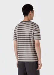 Men's Classic T-shirt in Ash Grey/Charcoal Breton Stripe
