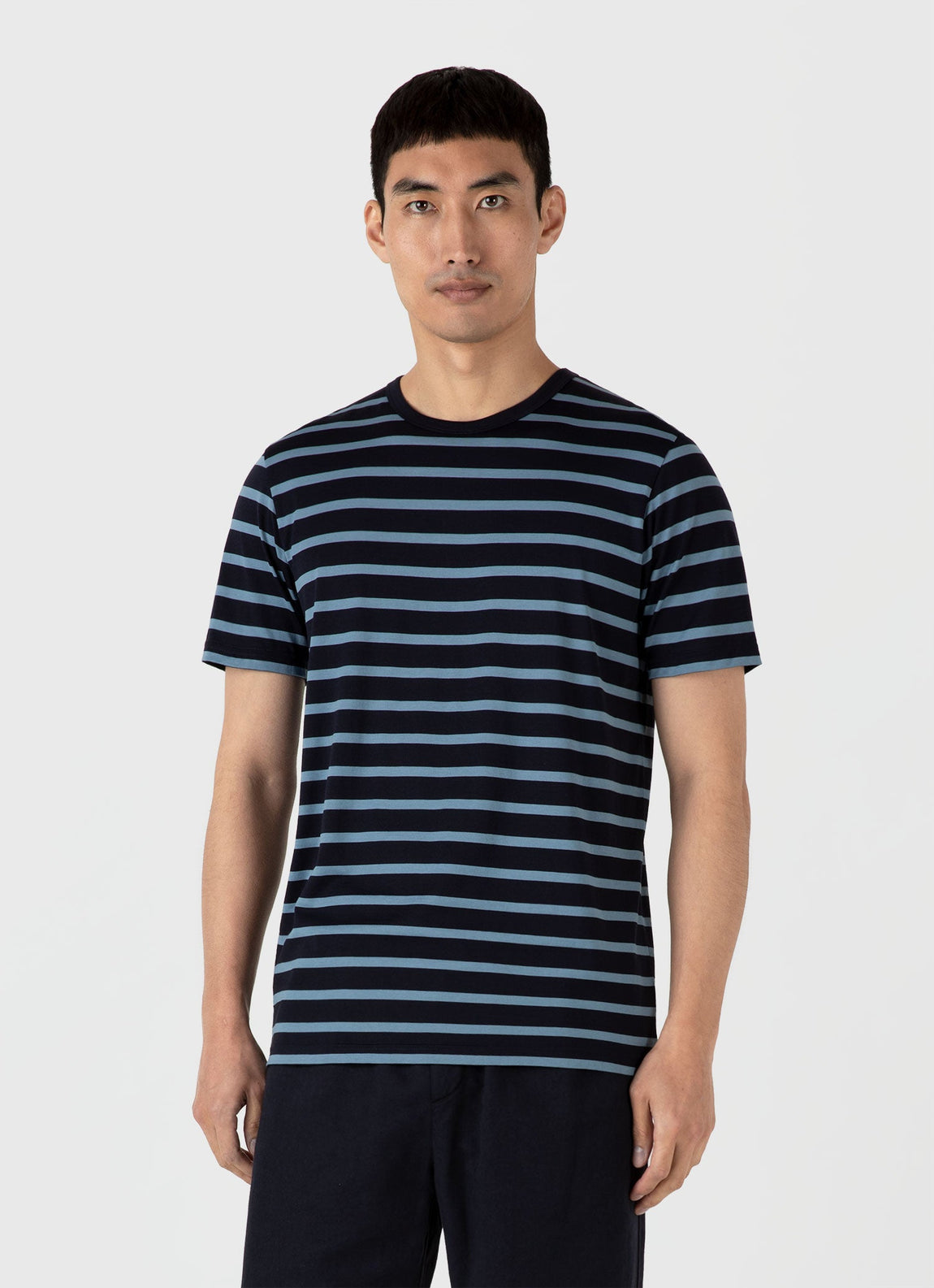 Men's Classic T-shirt in Navy/Como Blue Breton Stripe