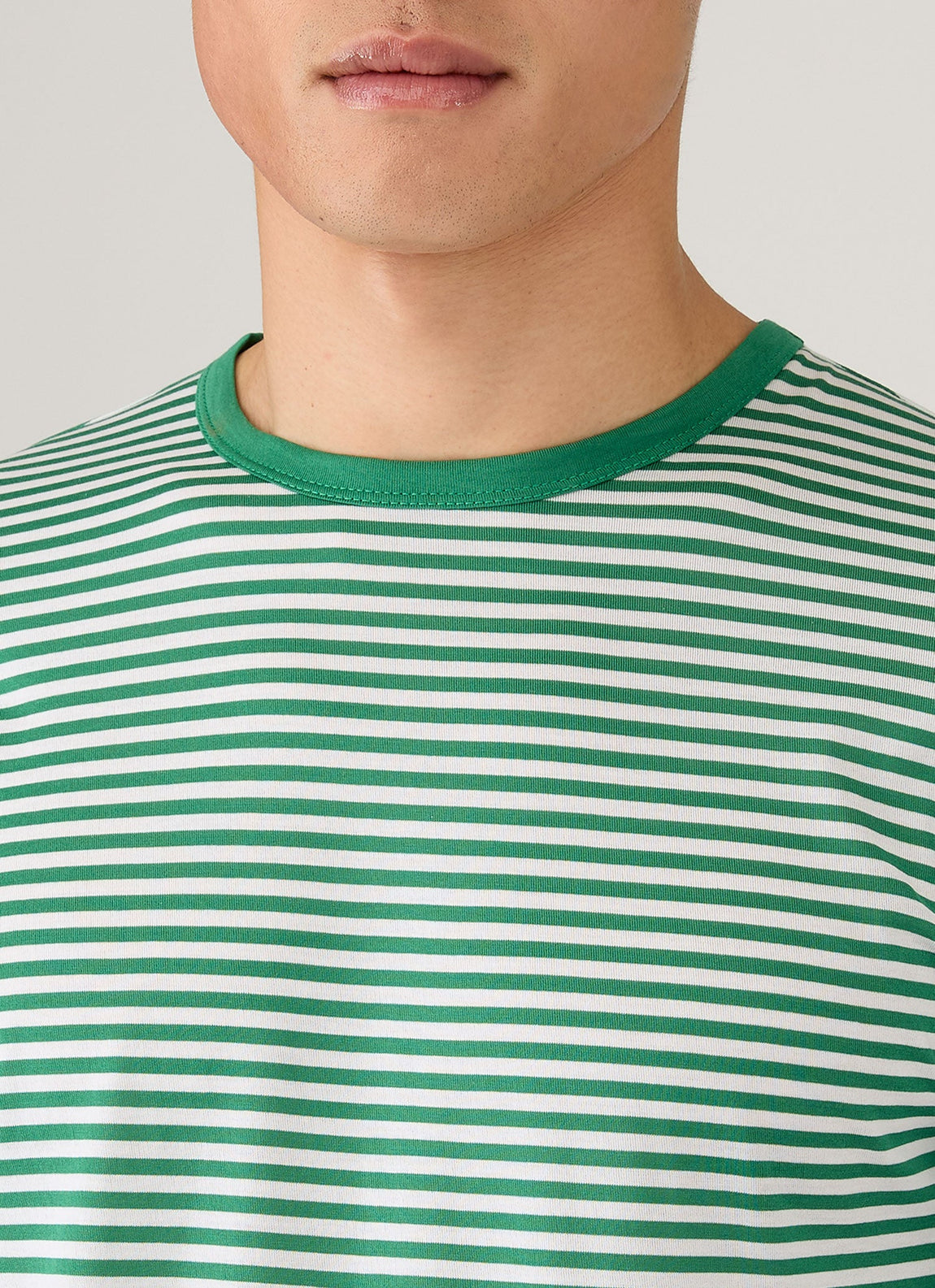Men's Classic T-shirt in White/Bright Green English Stripe
