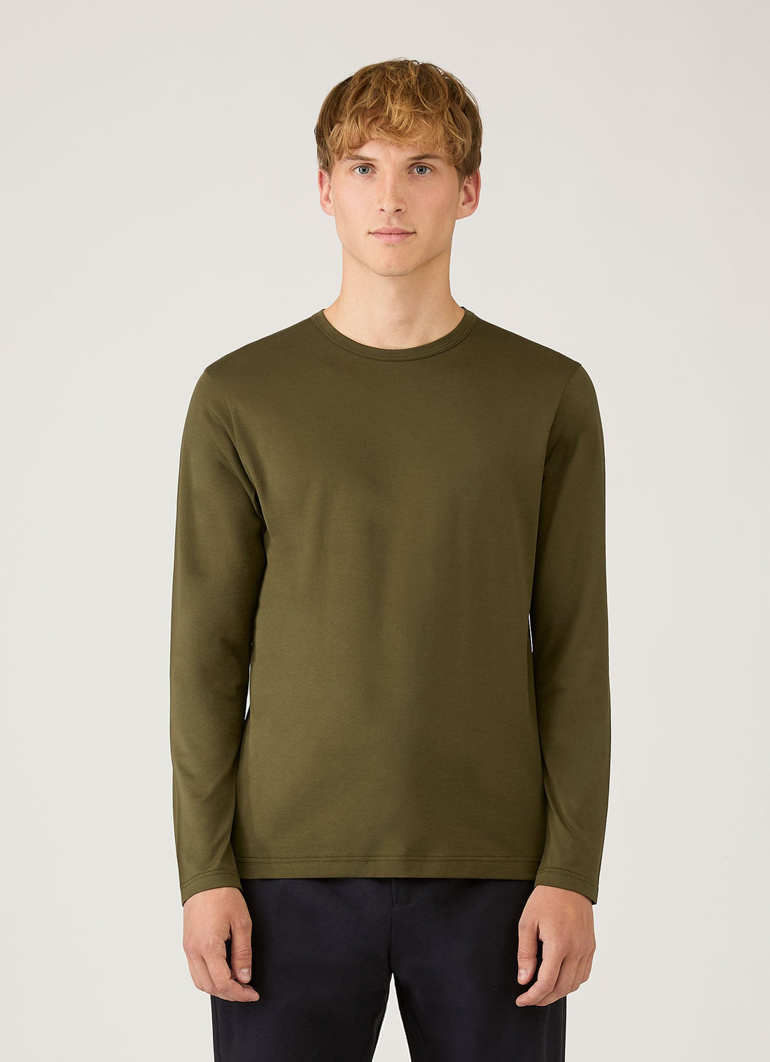 Men's Long Sleeve Classic T-shirt in Deep Olive