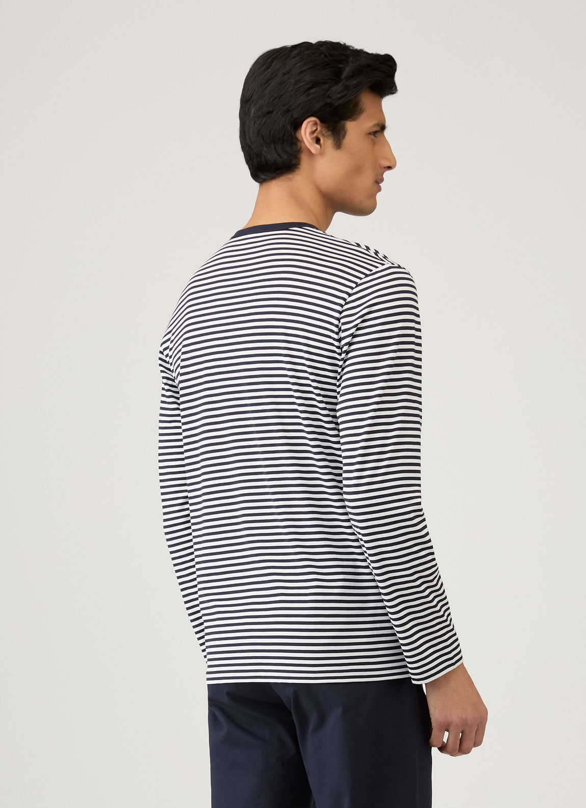 Men's Classic Long Sleeve T-shirt in Navy/White English Stripe