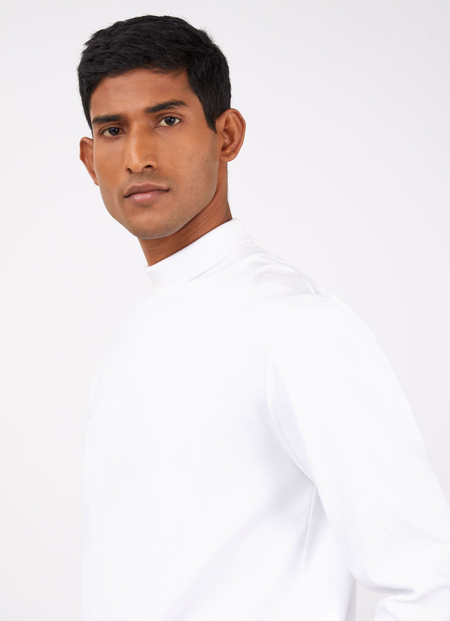 Men's Brushed Cotton Turtle Neck in White