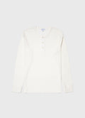 Men's Long Sleeve Waffle Henley in Ecru
