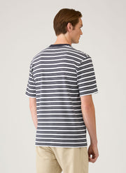 Men's Relaxed Fit Heavyweight T-shirt in White/Navy