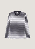 Men's Long Sleeve Heavyweight T-shirt in White/Navy