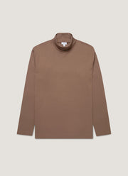 Men's Roll Neck Heavyweight T-shirt in Bark
