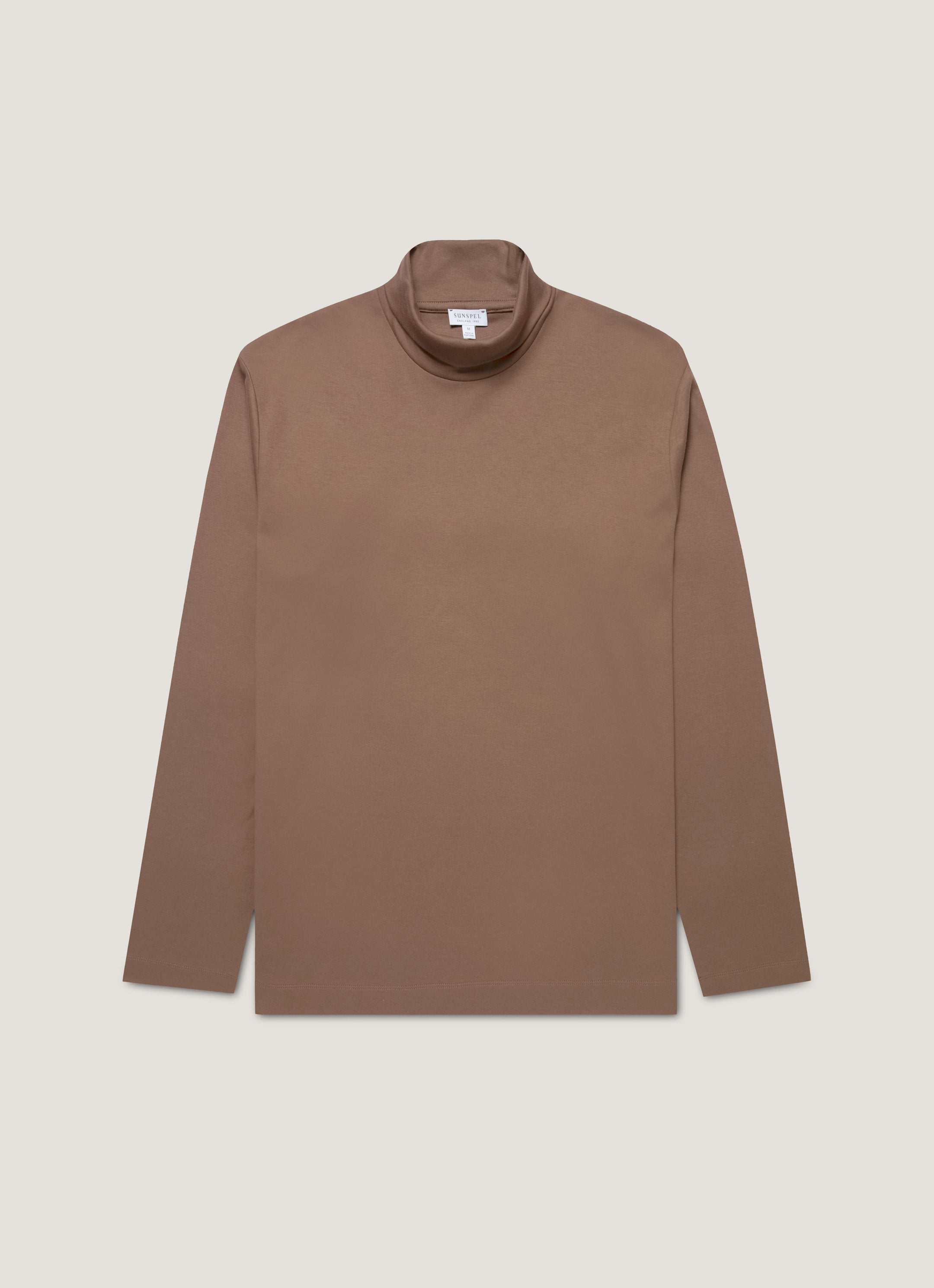 Men's Roll Neck Heavyweight T-shirt in Bark