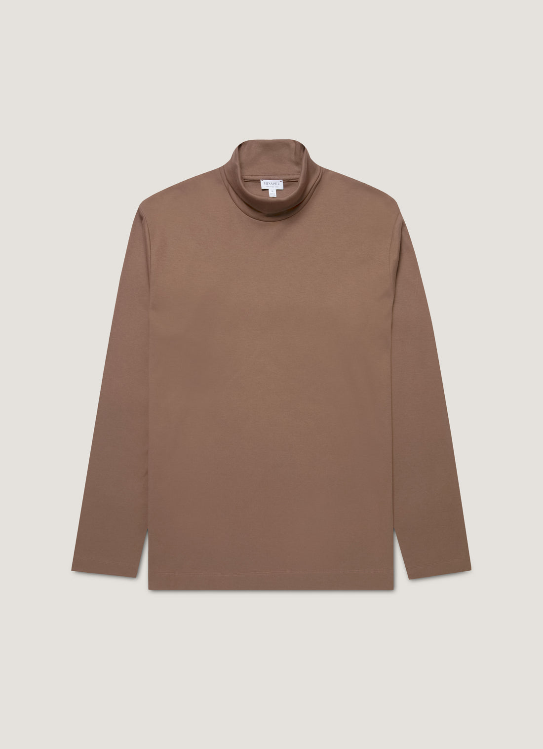 Men's Roll Neck Heavyweight T-shirt in Bark