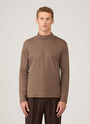 Men's Roll Neck Heavyweight T-shirt in Bark