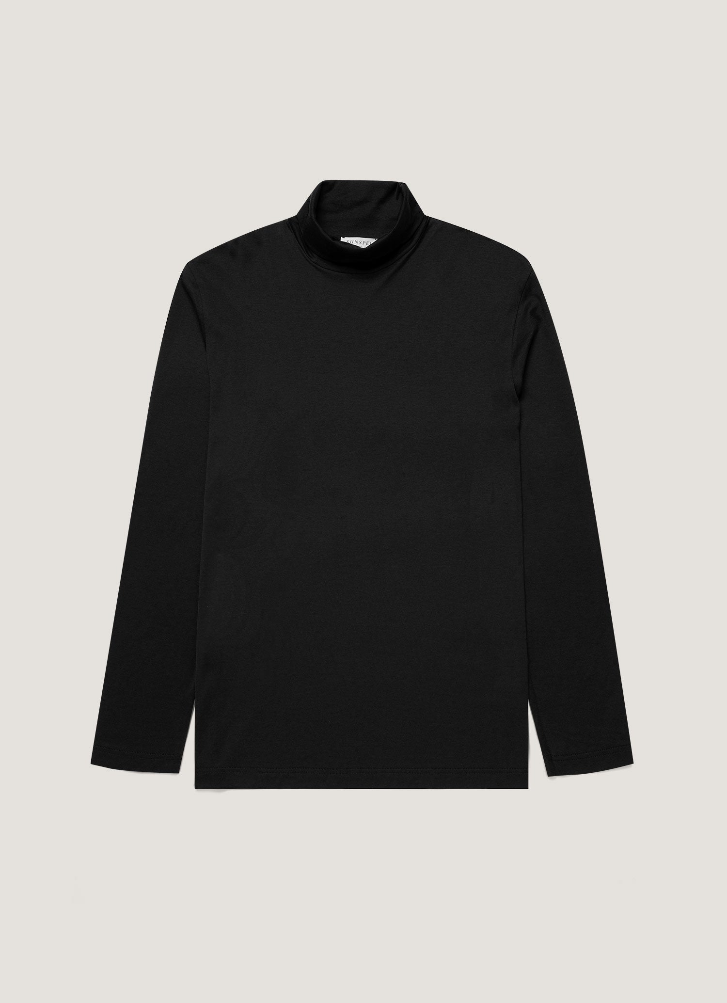 ローヘン lohen サイドスリットクルーネックカットソー　BLACK Men's Roll Neck Heavyweight T-shirt in Black | Sunspel