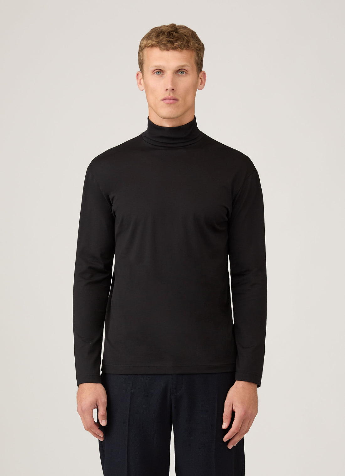 Men's Roll Neck Heavyweight T-shirt in Black