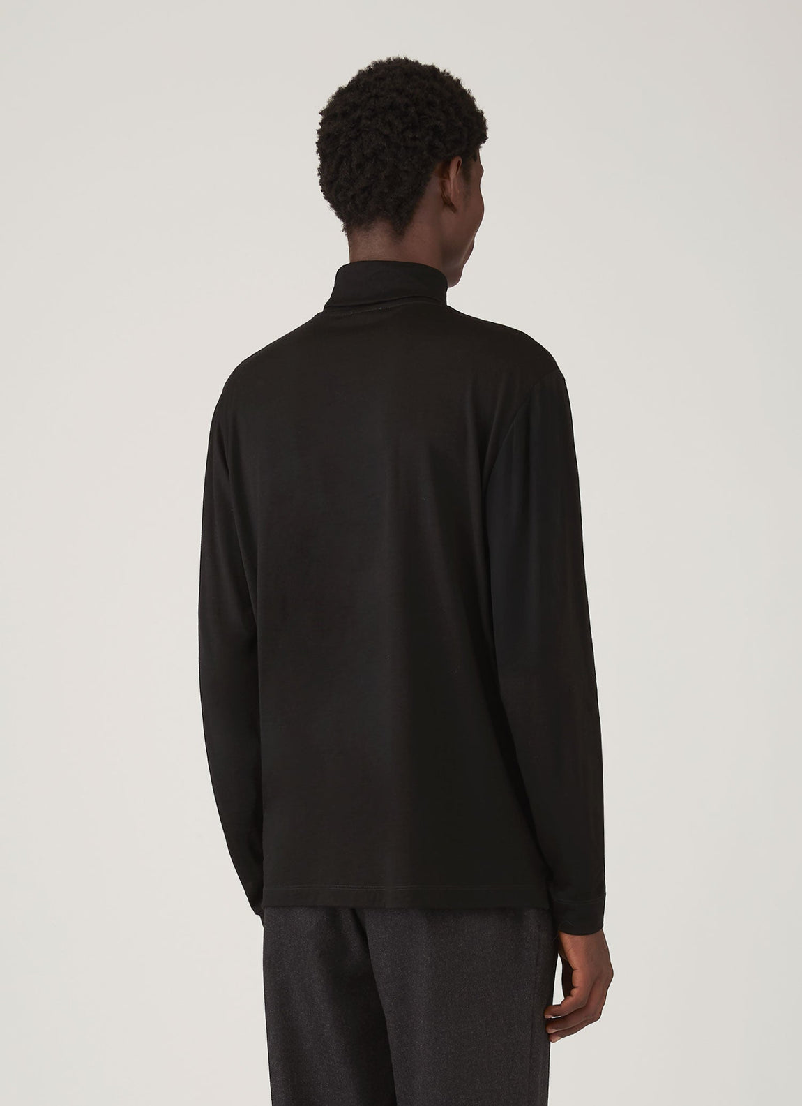 Men's Ultra-Fine Merino Roll Neck in Black