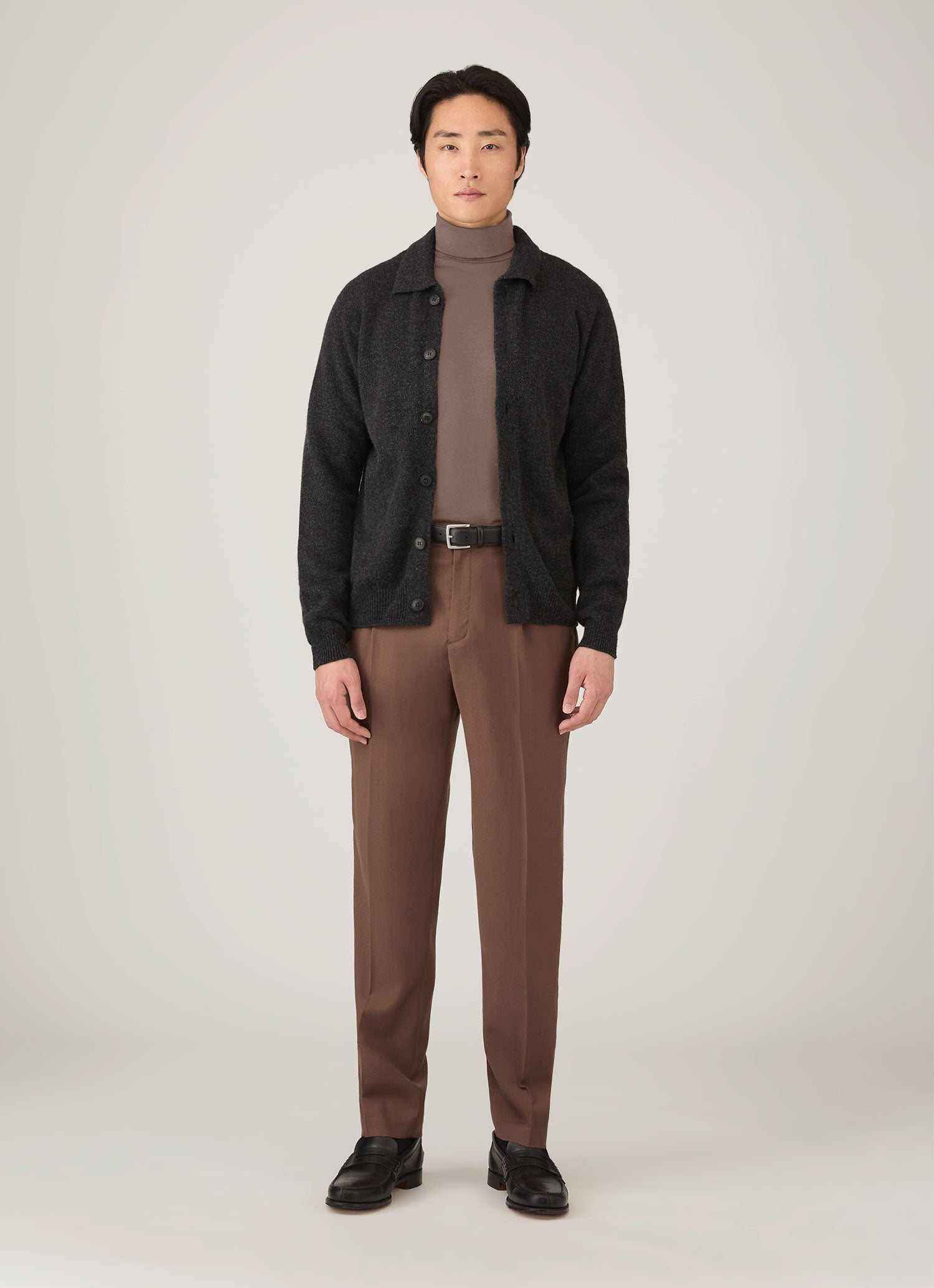Men's Ultra-Fine Merino Roll Neck in Sandstone