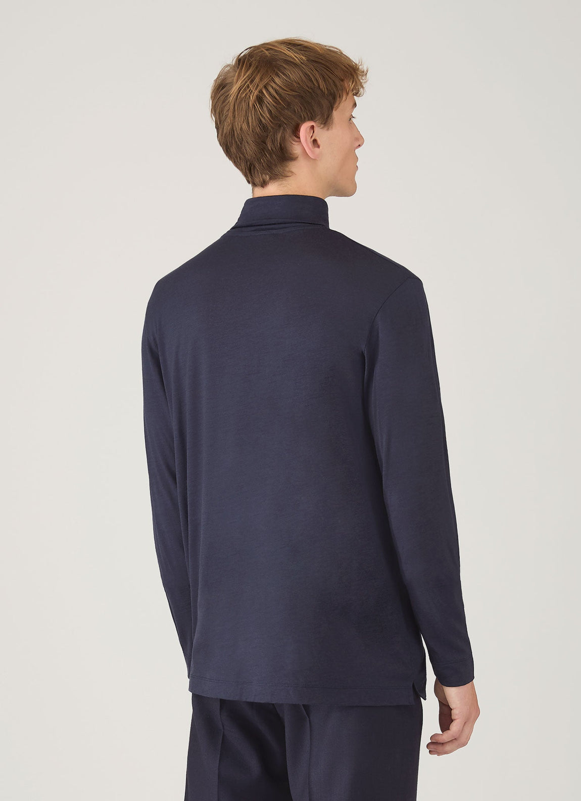 Men's Ultra-Fine Merino Roll Neck in Navy