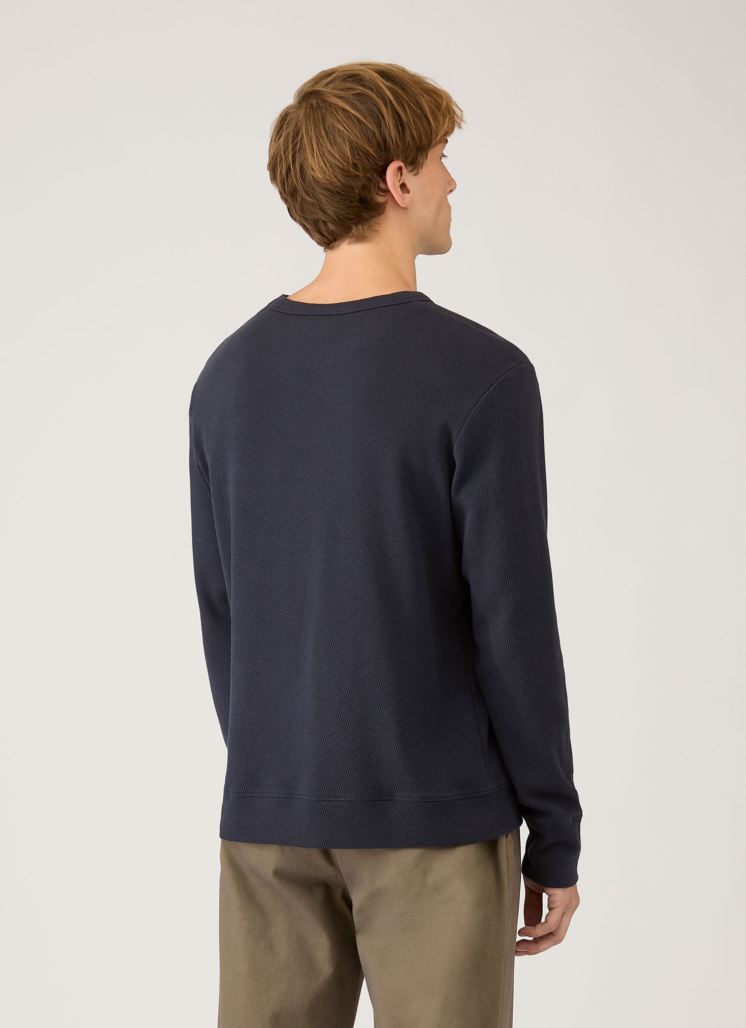 Men's Long Sleeve Cellulock Crew Neck in Navy
