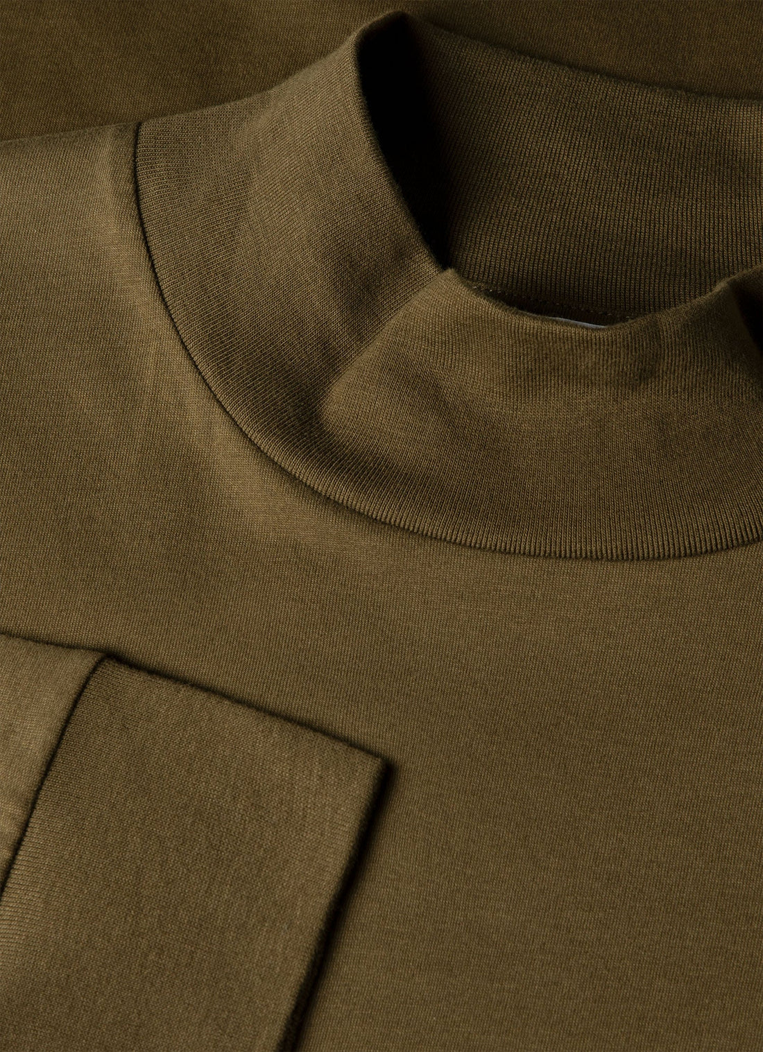 Men's Long Sleeve Brushed Cotton Mock Neck T-shirt in Loden Green
