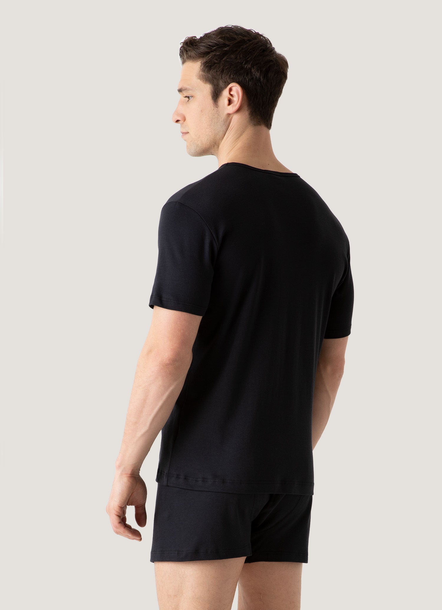 Men's Sea Island Cotton Underwear T-shirt in Black