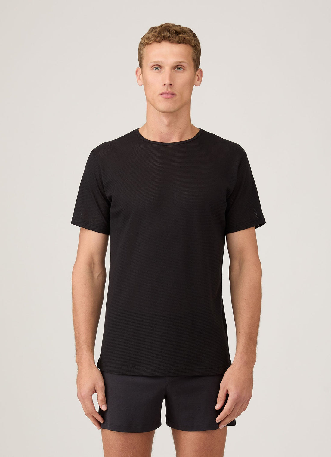Men's Cellular Cotton Underwear T-shirt in Black