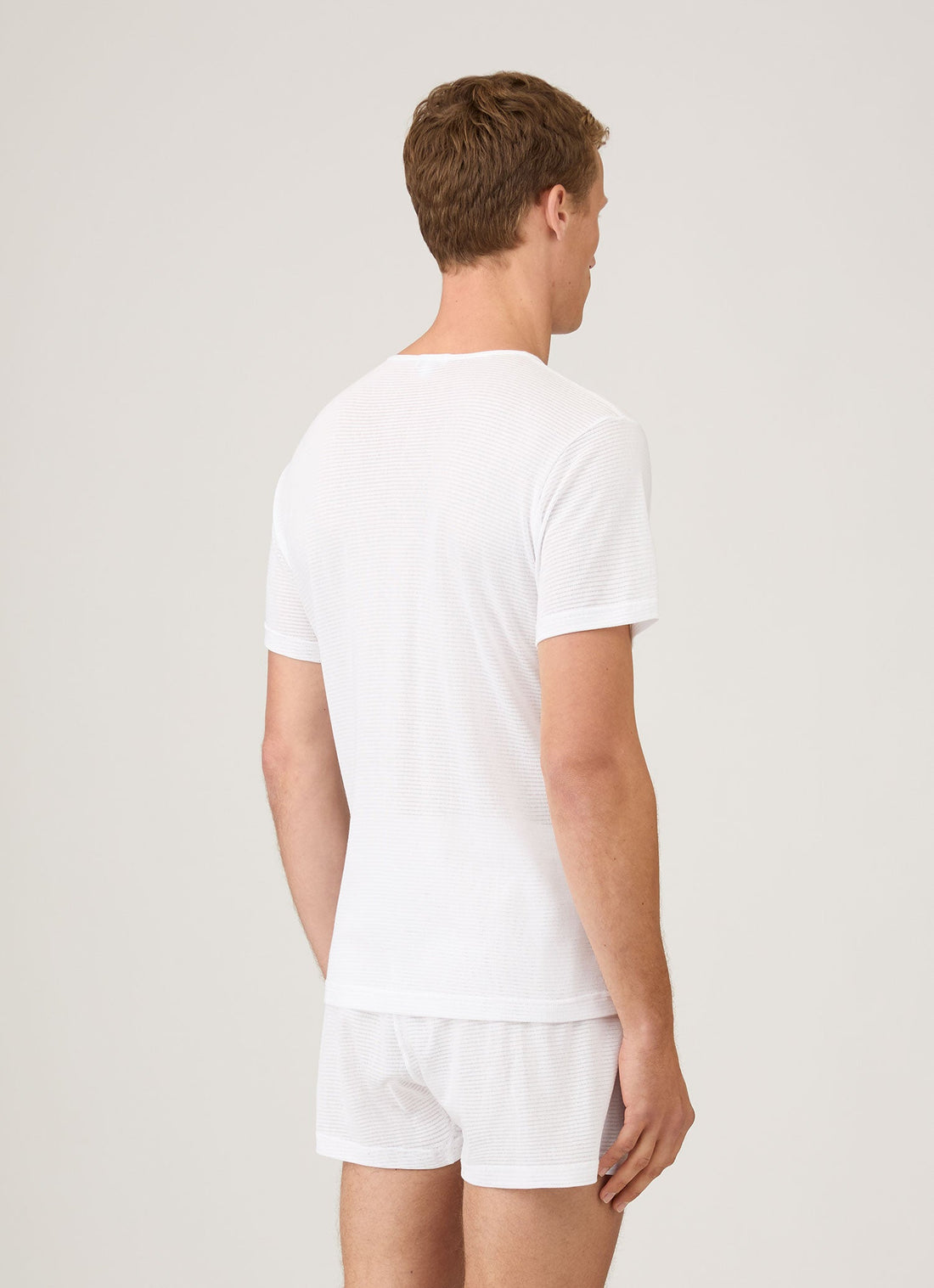 Men's Cellular Cotton Underwear T-shirt in White