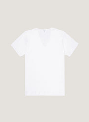 Men's Cellular Cotton V-neck Underwear T-shirt in White