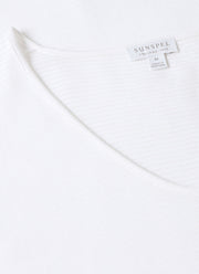 Men's Cellular Cotton V-neck Underwear T-shirt in White