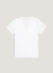 Men's Superfine Cotton V-neck Underwear T-shirt in White