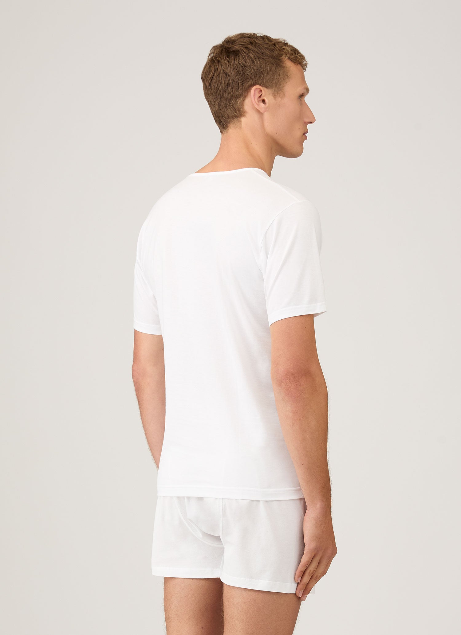 Men's Superfine Cotton V-neck Underwear T-shirt in White