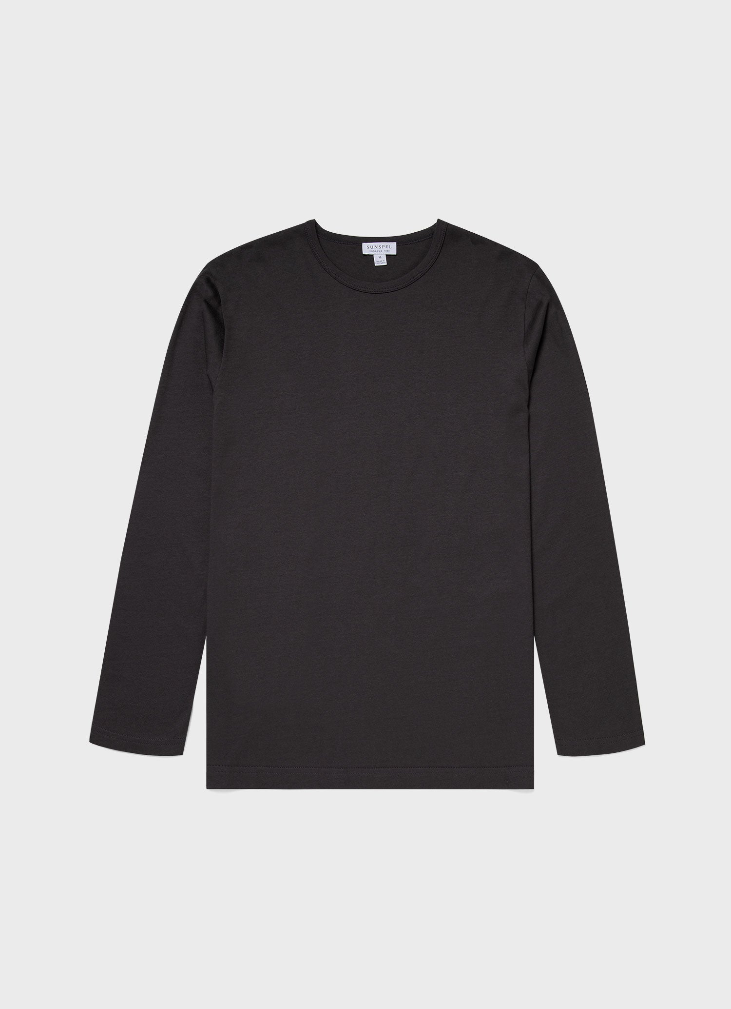 Men's Long Sleeve Cotton Modal Lounge T-shirt in Charcoal