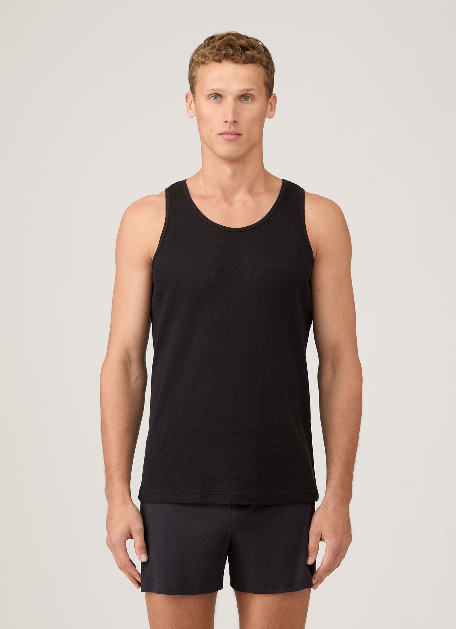 Men's Cellular Cotton Underwear Vest in Black