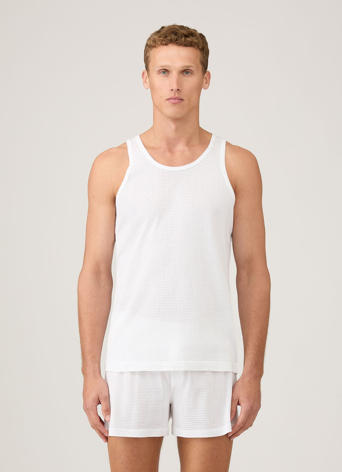 Men's Cellular Cotton Underwear Vest in White