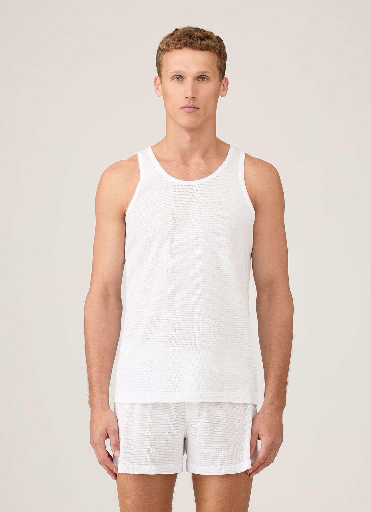 Men's Cellular Cotton Underwear Vest in White