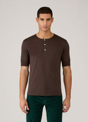 Men's Sunspel x Paul Weller Henley in Dark Brown