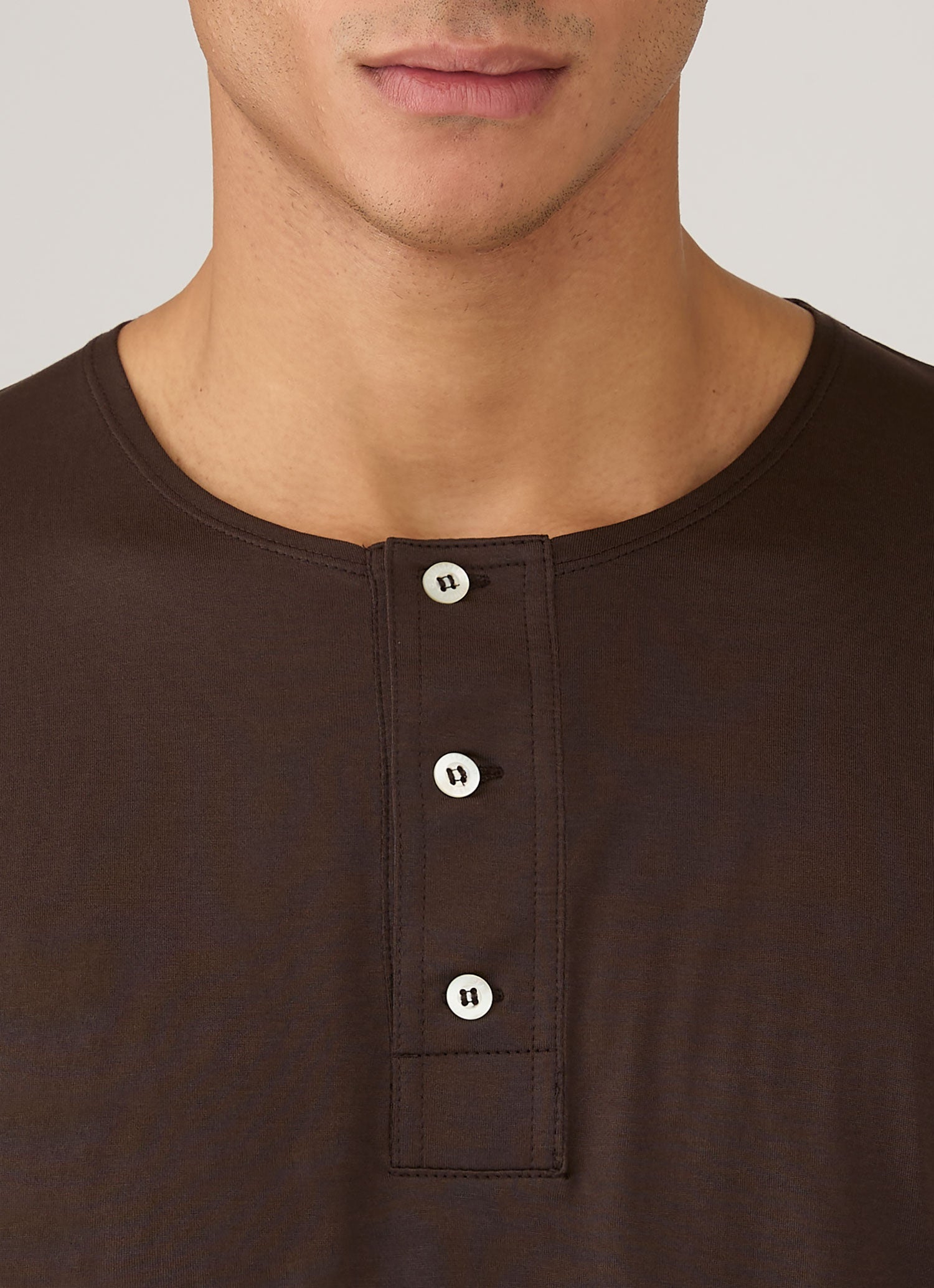 Men's Sunspel x Paul Weller Henley in Dark Brown
