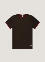 Men's Sunspel x Paul Weller Ringer T-shirt in Dark Brown