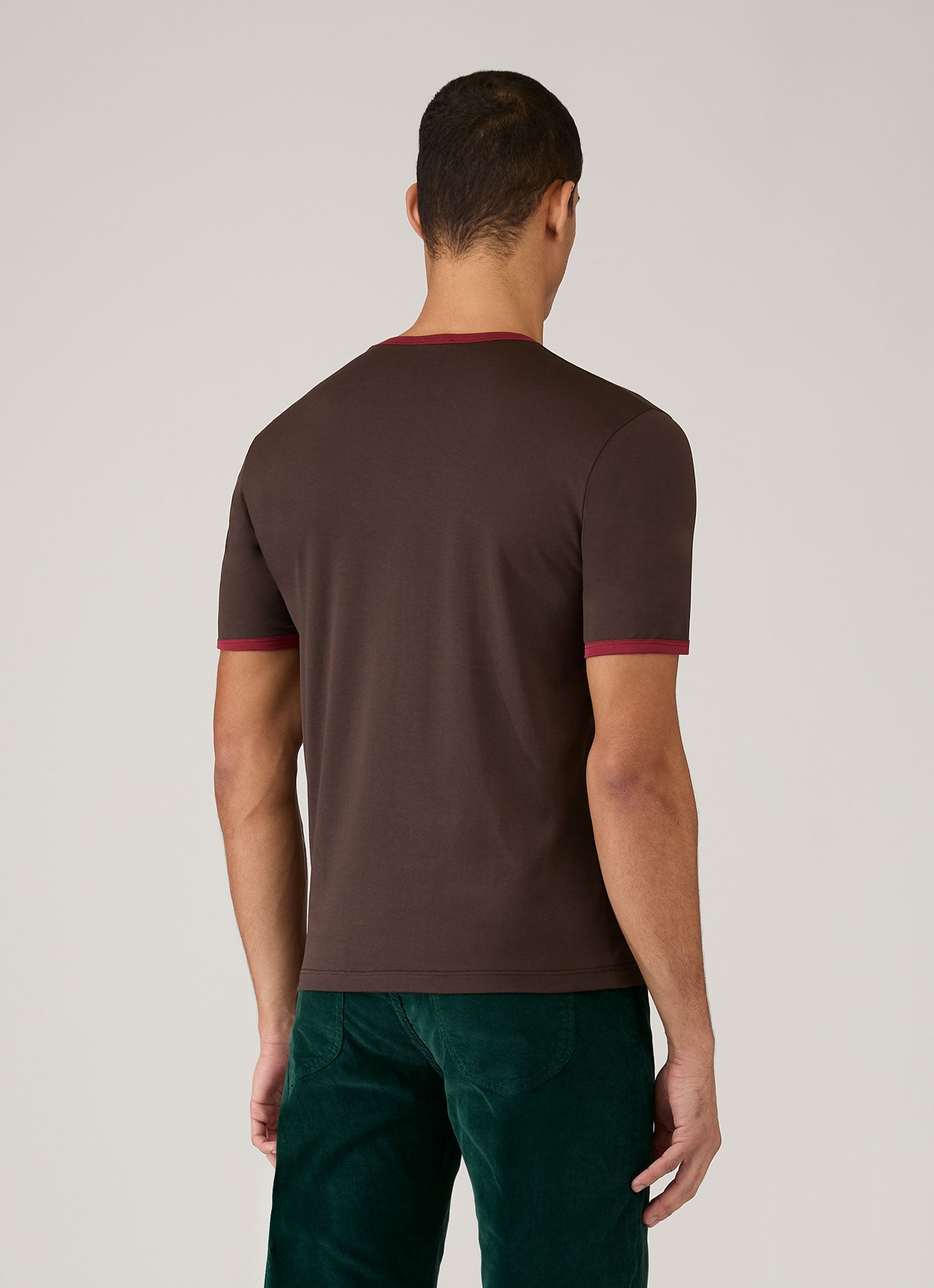Men's Sunspel x Paul Weller Ringer T-shirt in Dark Brown