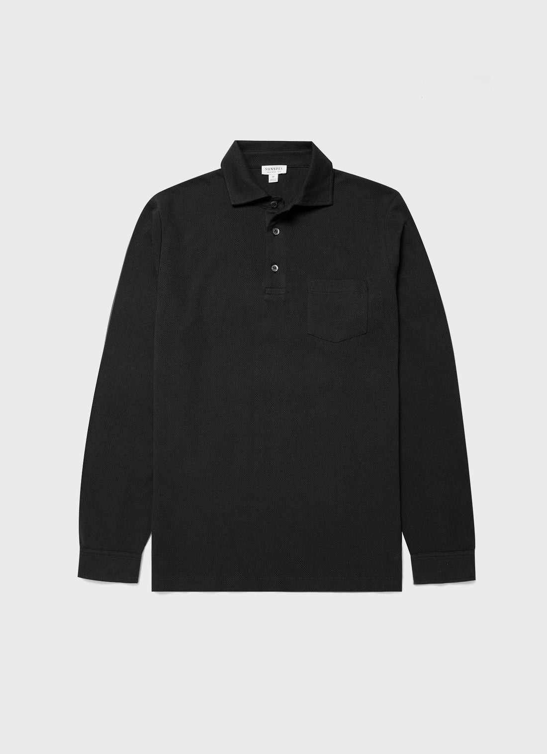 Men's WM Brown Long Sleeve Polo Shirt in Black