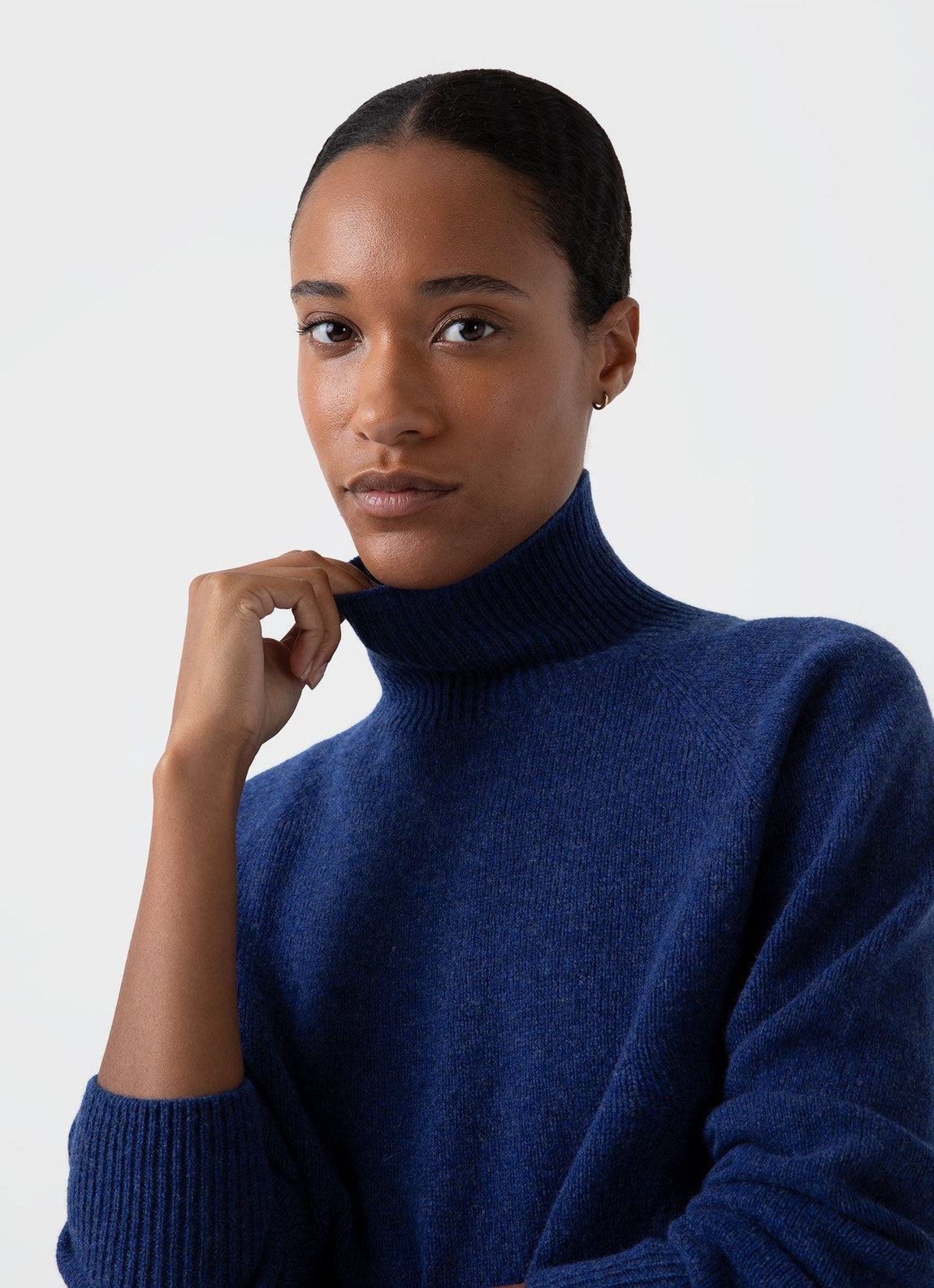 Women's Lambswool Funnel Neck Jumper in Space Blue
