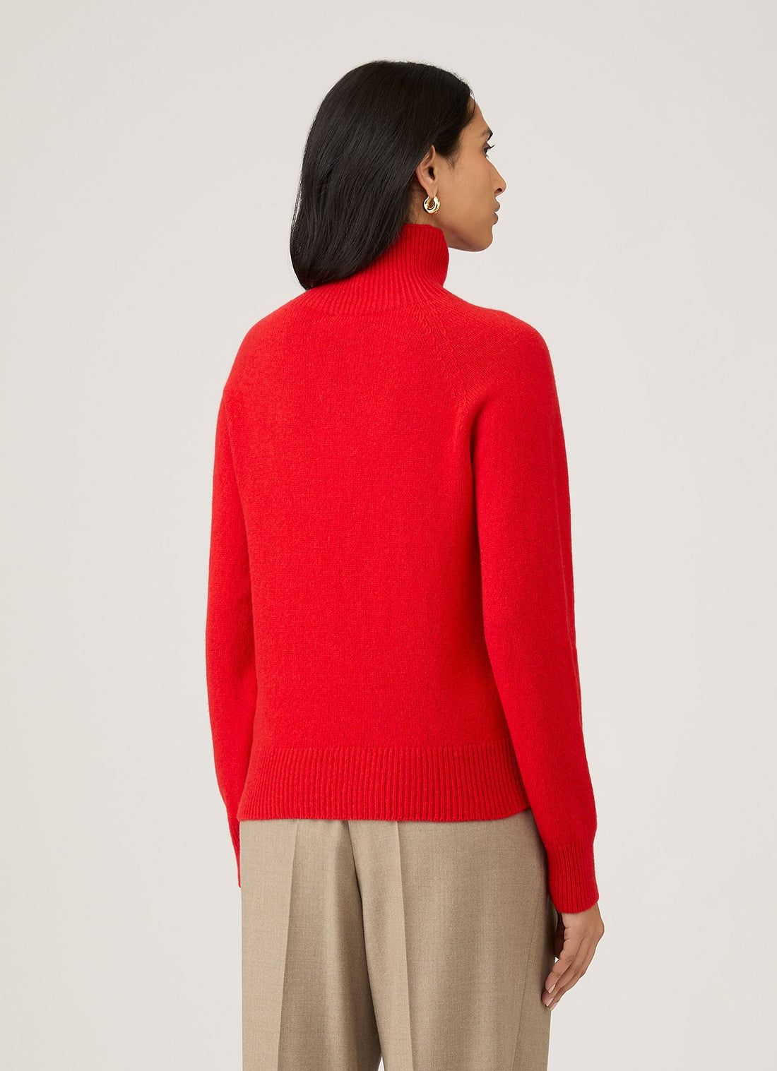 Women's Lambswool Funnel Neck Jumper in Bright Red