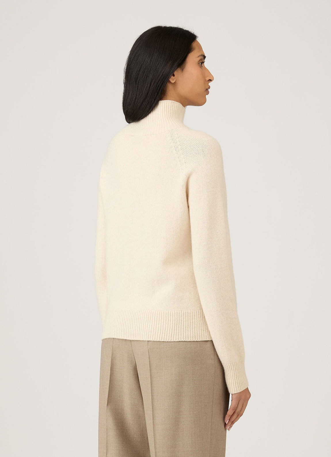 Women's Lambswool Funnel Neck Jumper in Ecru