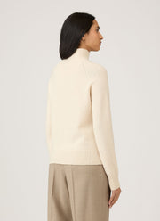 Women's Lambswool Funnel Neck Jumper in Ecru