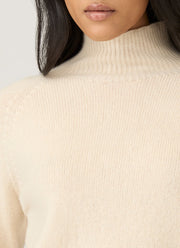 Women's Lambswool Funnel Neck Jumper in Ecru